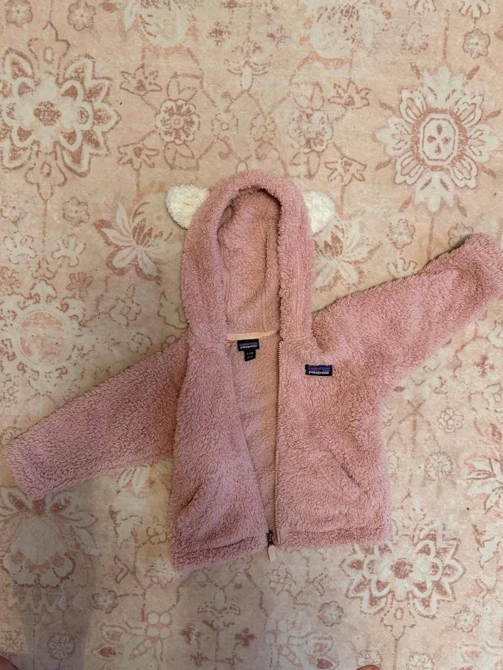 Patagonia Pink Sherpa Hooded Jacket with Ear Details